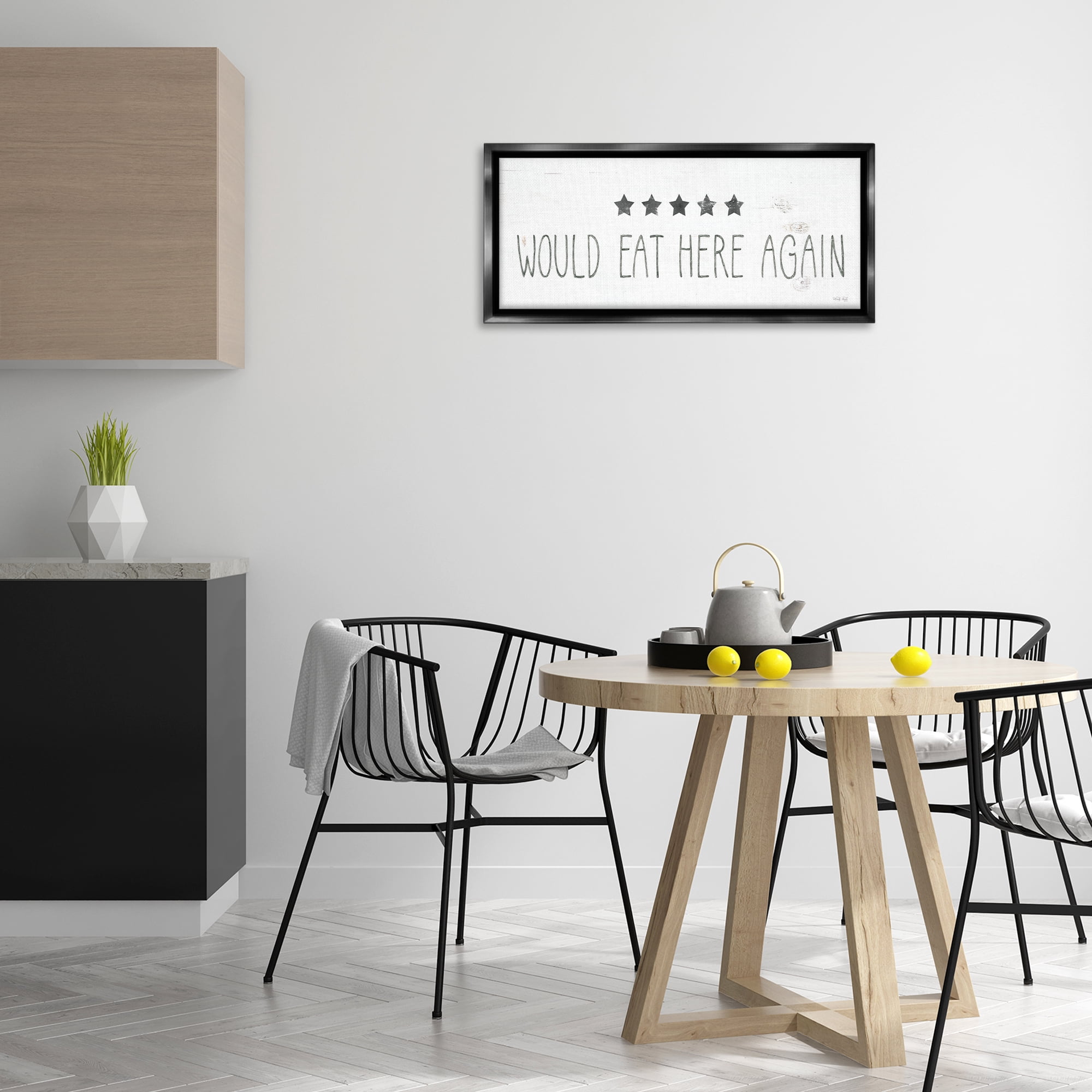 Stupell Industries Five Stars Kitchen Food & Beverage Painting Black Floater Framed Art Print Wall Art, 31 x 14