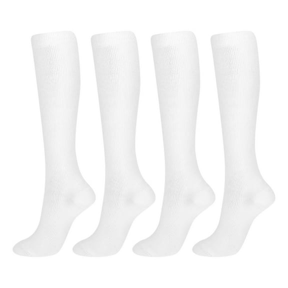 Steady Clothing 4pair Unisex Compression Socks Zipper Stretch Leg Support Open Toe Knee Stockings , White M