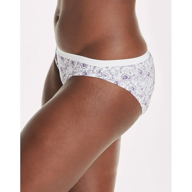Hanes Ultimate Women's Breathable Cotton Bikini Underwear, 6-Pack  Pink/White/Concrete Heather/Black/Purple Heather/Purple Print 6 