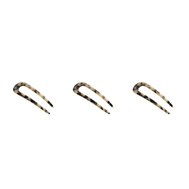 relayinert Bâtons de Cheveux en Forme de U Simplicité Modélisation Coiffure Fait Main Femmes Épingle à Cheveux Légère Queue de Cheval Accessoires Léopard Clair 3Set
