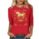 thumbnail image 3 of TaTaai Womens New Year Celebration 2026 Print Three Quarter Sleeve Top Round Neck Casual Blouse Holiday Festival Party Wear Gift, 3 of 5