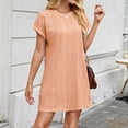 thumbnail image 4 of Staron Robes d'Été pour Femmes, Broderie Anglaise, Ligne A, Coupe Ample et Fluide, Robe Décontractée de Printemps à Manches Courtes, Col Rond, Orange, TTG, 4 of 7
