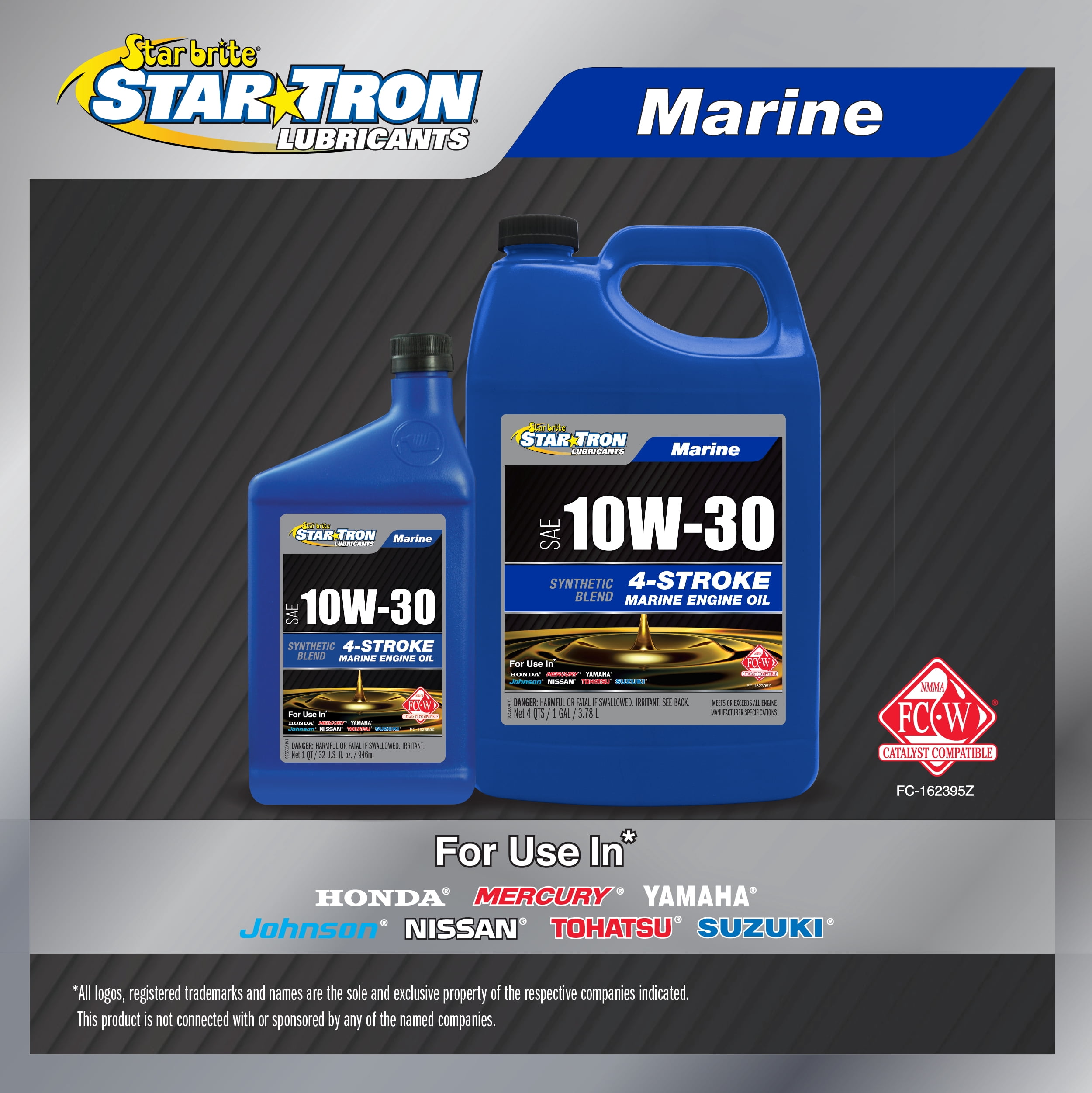 Star brite Star Tron Synthetic Blend 10W-30 Marine Engine Oil – 4-Stroke Oil for Outboards & Inboards – Superior Corrosion Protection, FC-W Certified – For Honda, Yamaha, Mercury, Suzuki & More