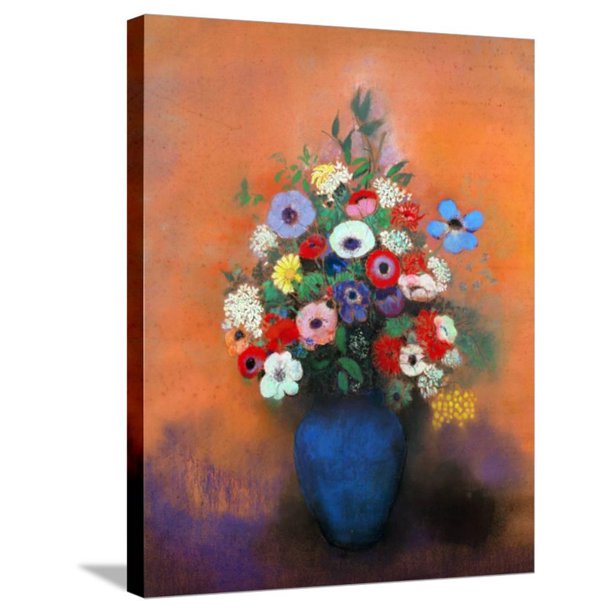 Anemones And Lilacs In A Blue Vase After 1912 Botanical Gallery Wrapped Canvas Print Wall Art By Odilon Redon Walmart Com Walmart Com