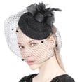 thumbnail image 3 of Diadema de malla con velo y tocado con lazo para mujer (negro) Rojo Verde, 3 of 5