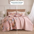 thumbnail image 4 of Regency Heights Quilt Set Full/Queen Size, Blush Floral Bedspread, Reversible Coverlet Set, 3-Piece Quilted Bedding Set with Shams for All Season, 4 of 9