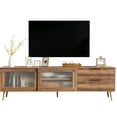 thumbnail image 5 of Modern Entertainment Center With 2 Glass Doors, 70" Tv Stand, Drawers, Walnut Mid-century Stand For 75"+ Tv, Look, 5 of 6