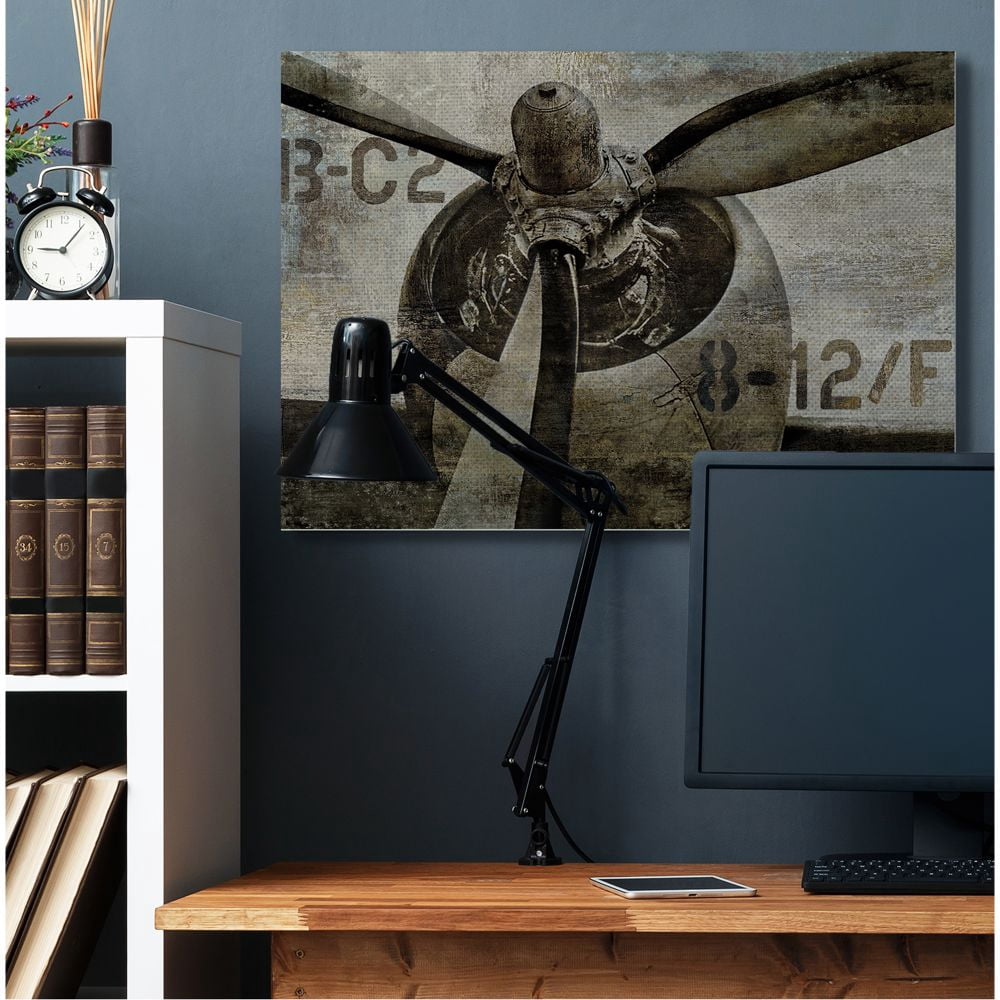 Stupell Industries Airplane Rotor Vintage Wood Texture Design Canvas Wall Art by Dylan Matthews
