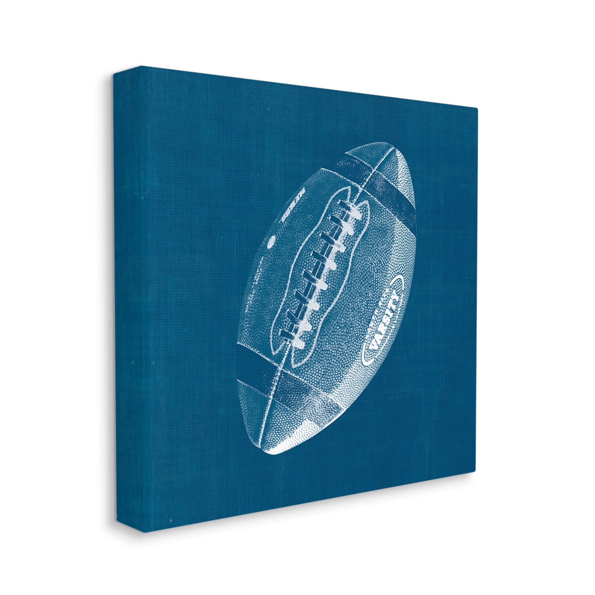 Stupell Industries Blue Football Blueprint Sports Painting Gallery Wrapped Canvas Print Wall Art, 36 x 36
