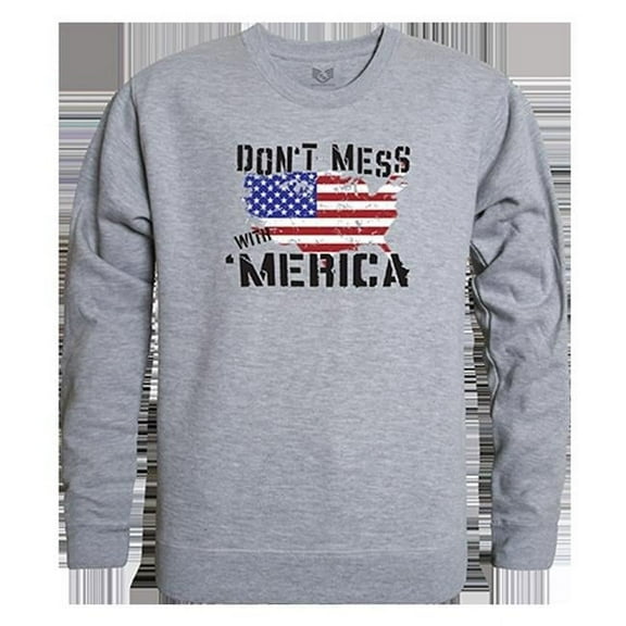 Dont Mess with America Graphic Crewneck Sweatshirt, Heather Grey - Medium