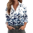 thumbnail image 3 of HAJWOH Womens Button Down Shirts Dressy Long Sleeve Floral Blouse Business Casual Work Office Fall Fashion Shirts, 3 of 7