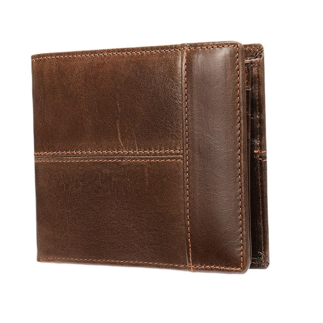 Cartera para hombre Cartera corta portátil Cartera de viaje multifunción para regalo del día Café Aceite