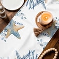 thumbnail image 3 of Blue Turtle Coastal Table Runner 90 Inches, Beach Coral Nautical Starfish Sea Eucalyptus Bed Runner Dresser Scarves Tabletop for Indoor Outdoor Parties/Ceremony/Banquet, 13" x 90", 3 of 9