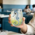 thumbnail image 3 of 12oz Ocean Animal Glass Cup Glassware Marine Life Drinkware Jellyfish Shark Crab Seahorse Coastal Mug,3D - Blue Seahorse, 3 of 9