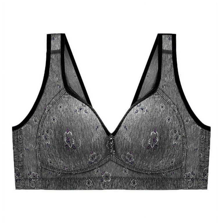 CHGBMOK Bras for Women Non Steel Ring Comfortable Printing Plus Size Sexy  Four Breasted Bra Underwear 