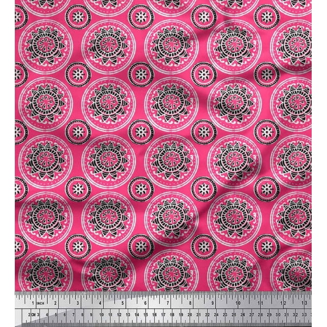 Soimoi Rayon Fabric Floral Block Print Fabric by The Yard 42 Inch Wide
