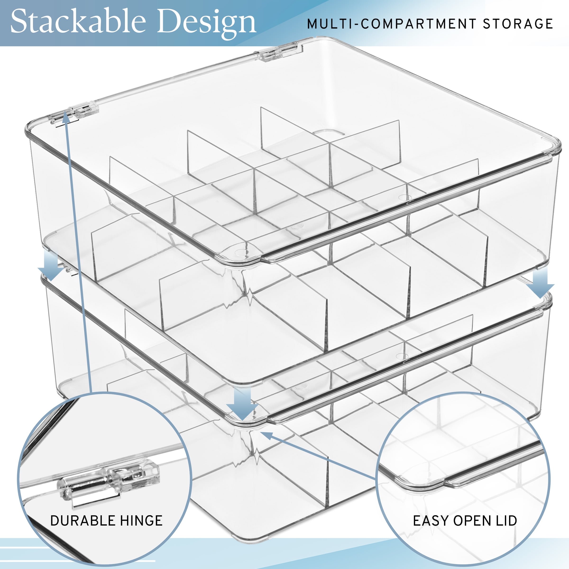 Sorbus Stackable Tea Bag Organizer, 2-Pack Plastic Tea Storage Holders with Hinged Lids, 12 Compartments Each for Kitchen or Pantry