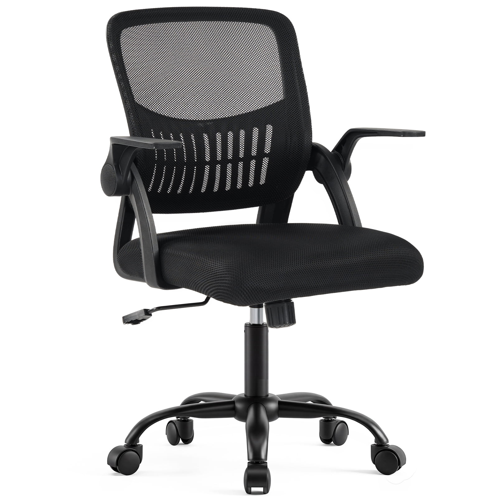 Flip-Up Armrest Fabric Computer Chair with Adjustable Rotating Backrest, Height Adjustable, 350 lbs Capacity, Multiple Colors