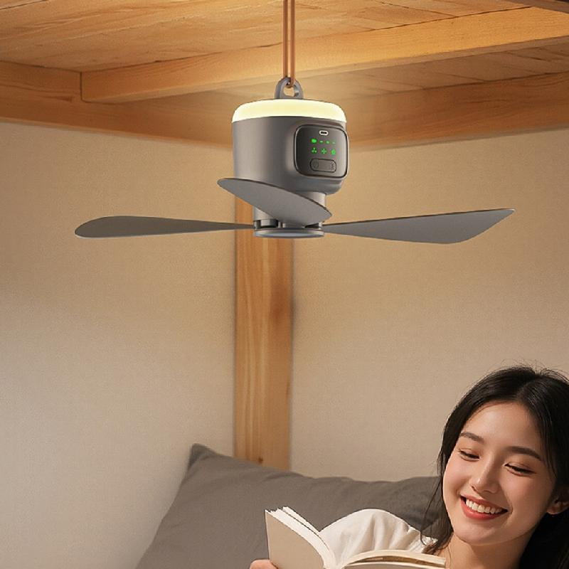 Rechargeable Ceiling Fan With Remote Control 3 Speed and Adjustable Light