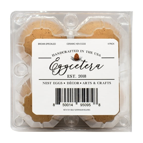 Eggcetera Ceramic Nest Eggs Dummy Fake Nesting Chicken Eggs Decor (Brown Speckled) - 4 Pack