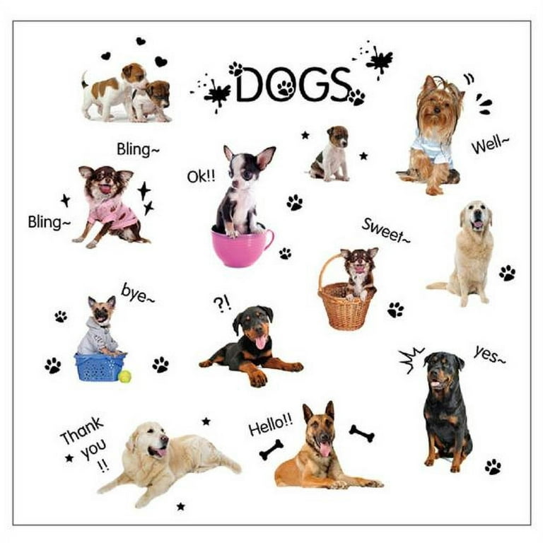 woxinda animals room sticker puppies shop art dog for kids cute