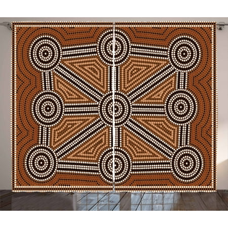 Tribal Curtains 2 Panels Set Australian Aboriginal Style Earth