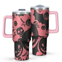 Spooky Halloween Silhouette Pattern Tumbler with Handle and Lid,40oz Double Wall Vacuum Insulated Tumbler,Cups Gift for Women and Men