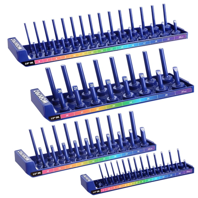 Set organizador de enchufes WORKPRO Impact 1/4 3/8 1/2 Drive de 4 piezas