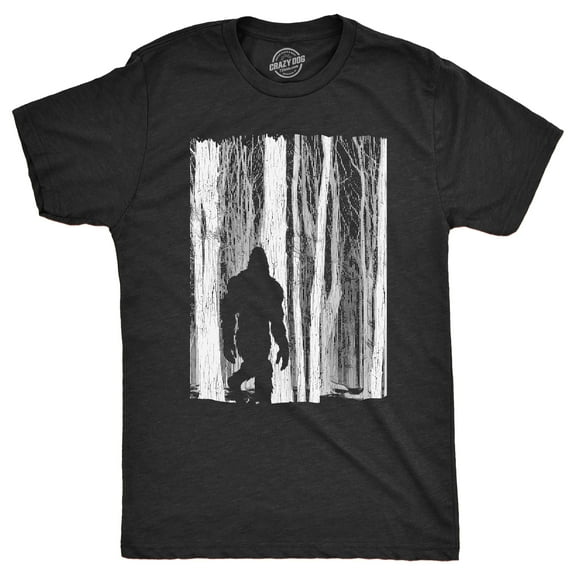 Mens Bigfoot In The Forest T Shirt Funny Sasquatch Outdoors Wild Joke Tee for Guys Graphic Tees