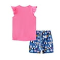thumbnail image 5 of Little Girl Summer Short Set Cotton Outfits Cartoon Print Fly Sleeve Tee T Shirt Tank Top Shorts Pant 2PC Outfits Set Hot Pink,140, 5 of 5