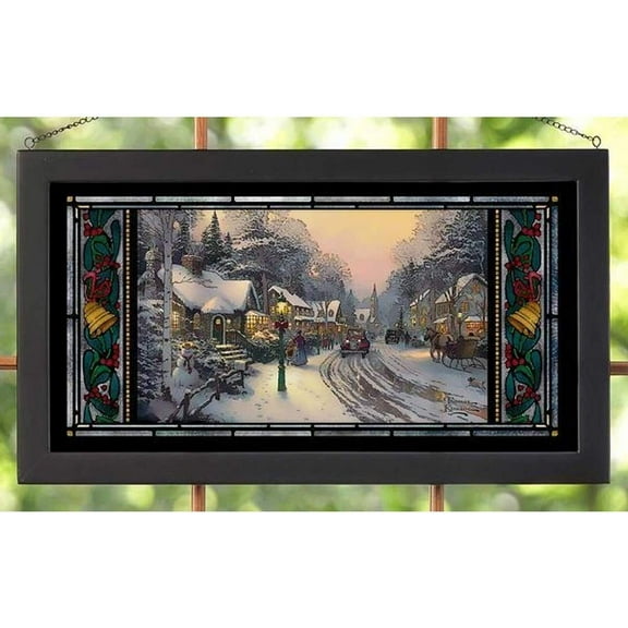Wild Wings 5386600406 Stained Glass Art, 23-inch Width (Village Christmas)