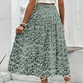 thumbnail image 4 of LWavelet Ditsy Floral Side Slit Maxi Skirt Women Daily Casual Flowy Stylish Versatile Bottoms Army Green M, 4 of 6