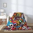 thumbnail image 2 of Throw Blanket for Couch Sofa and Bed, Colorful Abstract Street Art Super Soft Plush Throw Blanket, Fuzzy Cuteness Comfy Warm Washable Flannel Blanket & Throws for All Season 60"x50", 2 of 5