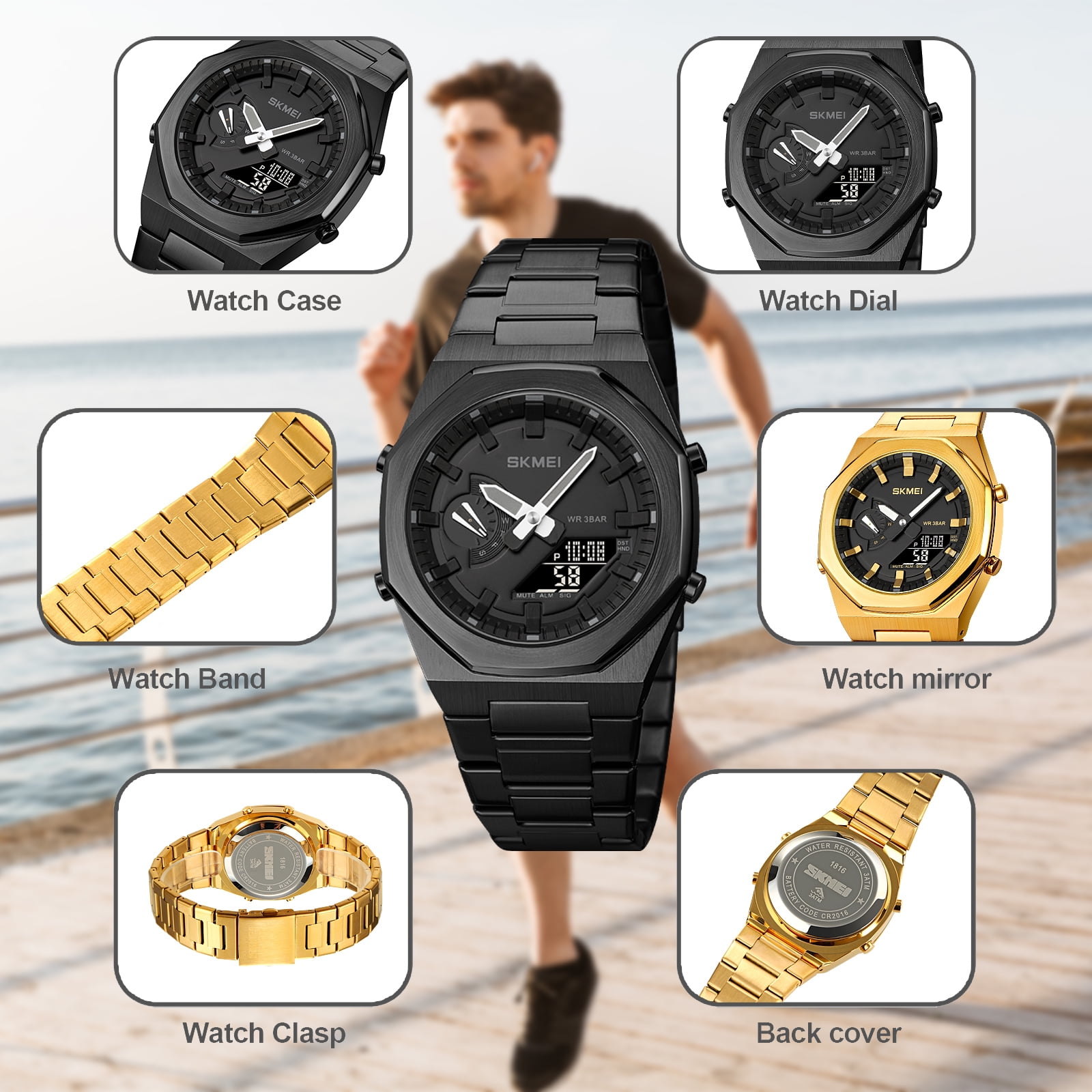 SKMEI Men's Digital Watch, Sports Waterproof Military Watches for Men LED Casual Stopwatch Alarm Tactical Men's Wrist Watches