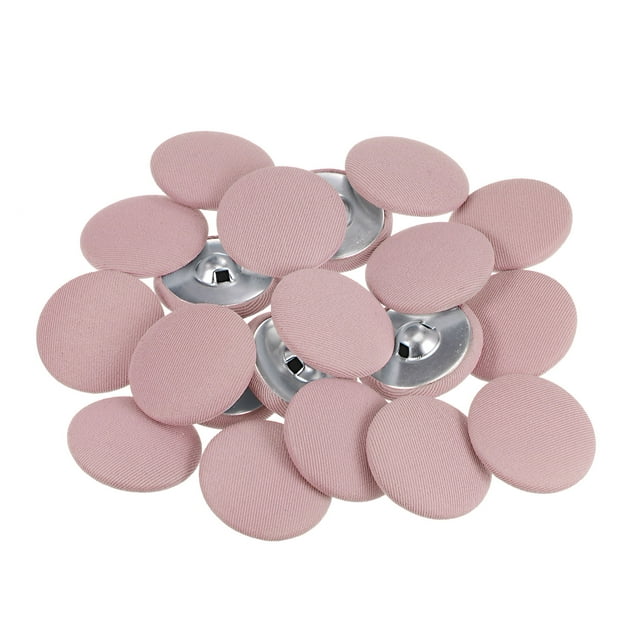 Unique Bargains 20pcs 48L Fabric Cloth Covered Button 30mm Round Metal Shank Sewing Buttons for Suits Dress Blouses, Pink