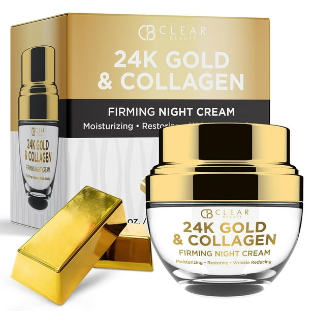 Crema de noche hidratante Clear Beauty con oro de 24 quilates y colágeno