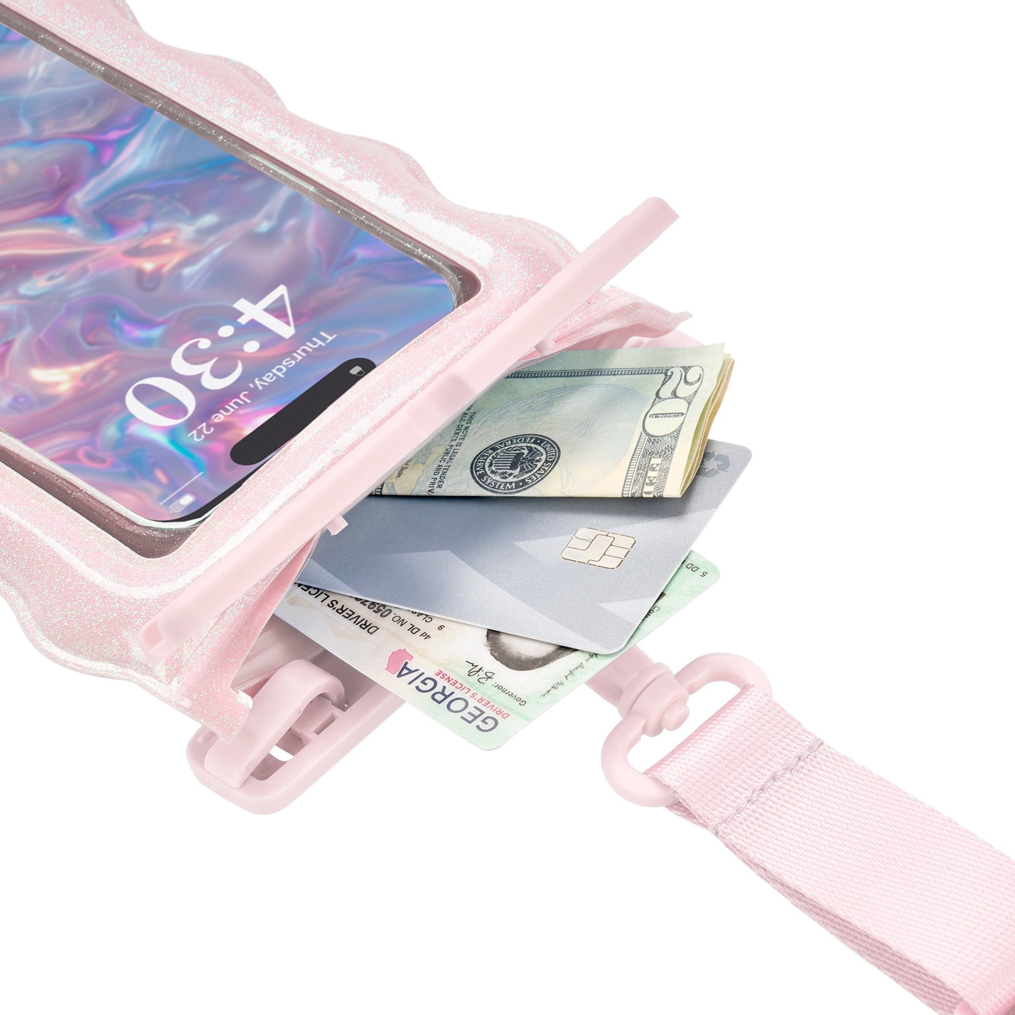 Case-Mate Wavy Waterproof Floating Pouch - Ballet Pink Twinkle