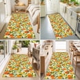 thumbnail image 4 of Hallway Runner Rug 2'x6', Green Orange Kitchen Runner Rugs Non-Slip Carpet Mats, Summer Botanical Leaves Watercolor Checkered Bedside Rugs Runners Washable Floor Carpet for Bathroom Laundry Room, 4 of 8