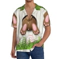 thumbnail image 1 of Fotbe Brown Bunny Bottom And Easter Eggs Camisa Estampada de Manga Corta para Hombre, Casual de Verano, Estilo Playero, Sin Arrugas-X-Large, 1 of 5