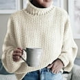 thumbnail image 7 of VALMASS Long Sleeve Round Neck Solid Color Loose Winter Casual Knit Sweater Women (XXXL, White), 7 of 7