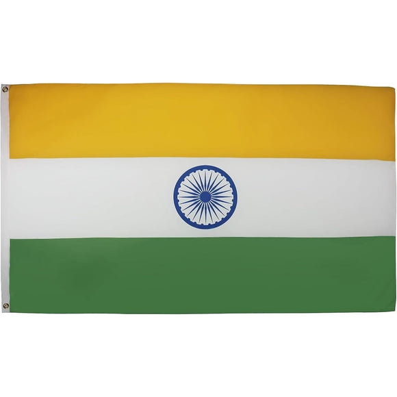2024 Paris Olympics India Flag - 3x5 Ft - 100D Polyester Indian Banner With Two Metal Grommets - Fade Resistant - Vivid Colors - 3' x 5' Feet_High-quality