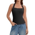 thumbnail image 2 of INSPIRE CHIC Halter Tops for Women Sleeveless Tank Top Square Neck Summer Going Out Tops with Side Slits S Black, 2 of 5