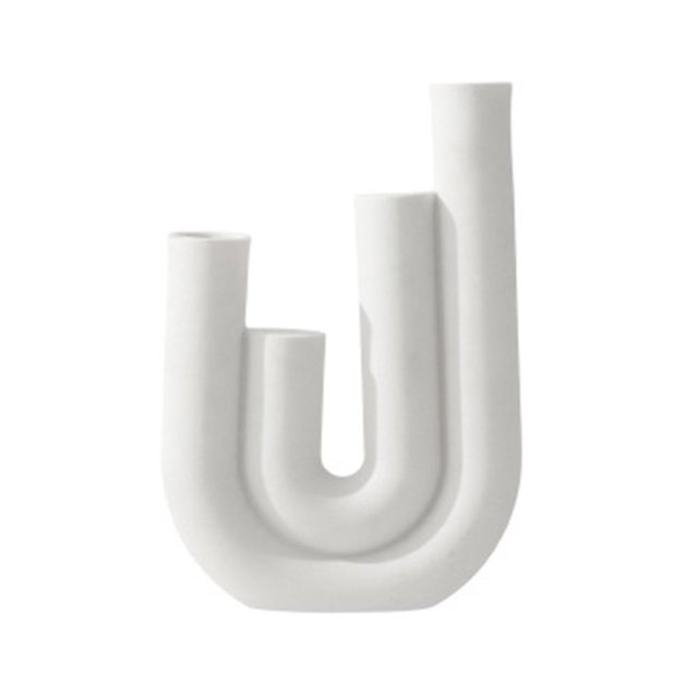 Candle Holder Stable Base Shatterproof Abstract Minimalism Nordic Style Decorative Ceramic Geometric Shape Candle Stand for Living Room