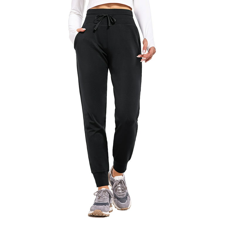 BALEAF Women's Fleece Lined Pants Water Resistant Sweatpants High Waisted  Thermal Joggers Winter Running Hiking Pockets Black XS 