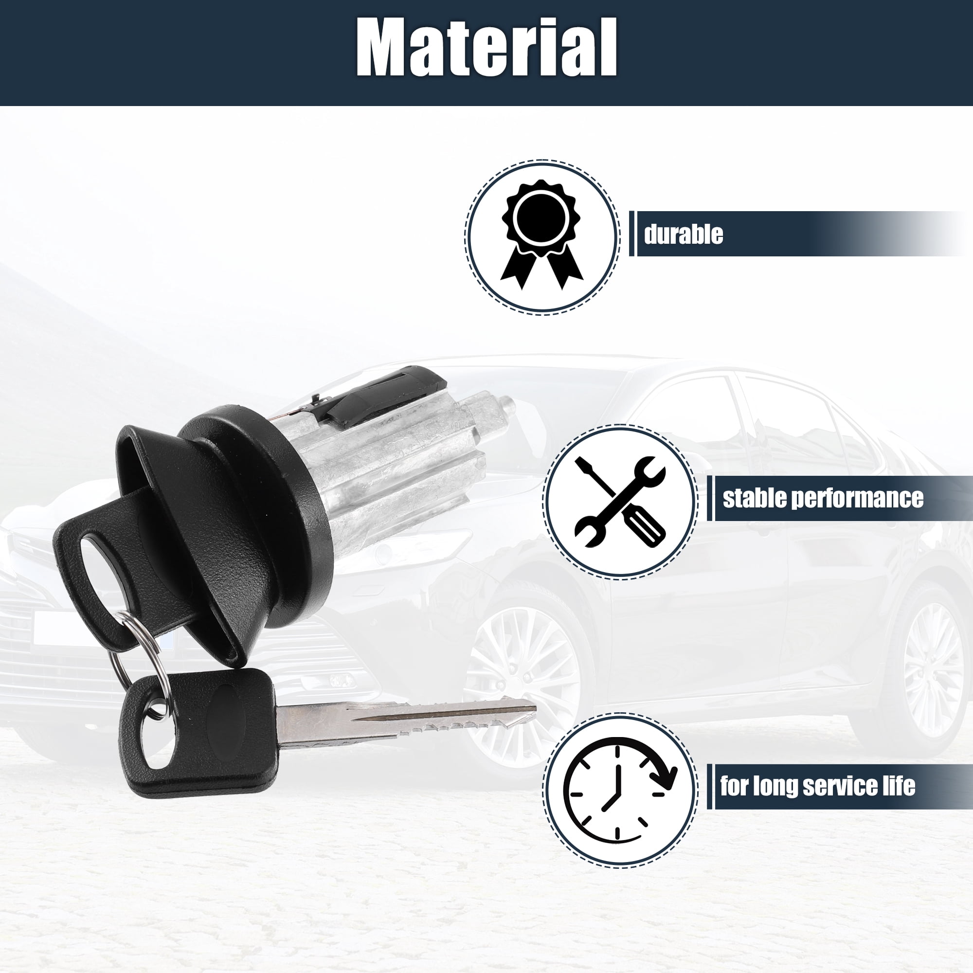 Unique Bargains Ignition Switch Lock Cylinder with Key Replace for Ford F-150 F-250