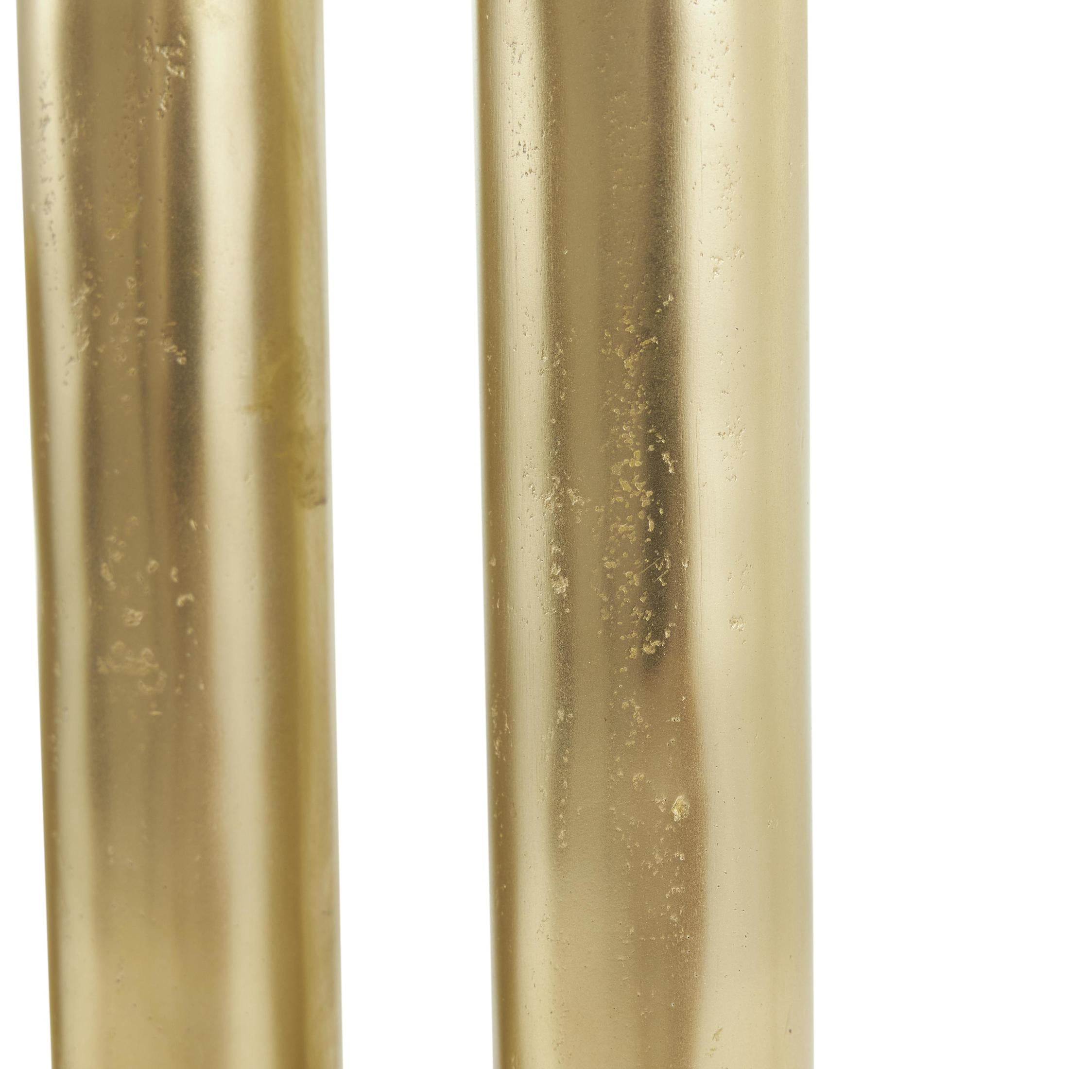 DecMode 4 Candle Gold Aluminum Metal Geometric U-Shaped Candle Holder with Marble Bases, Set of 2
