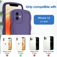 thumbnail image 6 of Case for iPhone 12 Case Wave, Curly Frame Design for Women Girls, Cute Wavy Solid Color Aesthetic Phone Case Soft Flexible TPU Shockproof Full-Body Protective Case Cover 6.1 inch - Drak Purple, 6 of 12