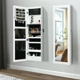 thumbnail image 1 of Gymax Armoire à Bijoux Murale et de Porte Verrouillable avec Lumières DEL, Blanc, 1 of 10