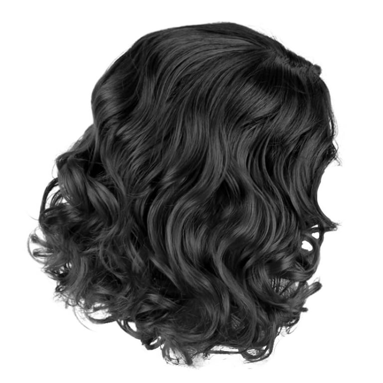 Dengmore Black Curly Wigs for Women Shoulder Length Inch