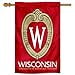 thumbnail image 3 of College Flags & Banners Co. UW Badgers Crest Logo Two Sided House Flag, 3 of 4